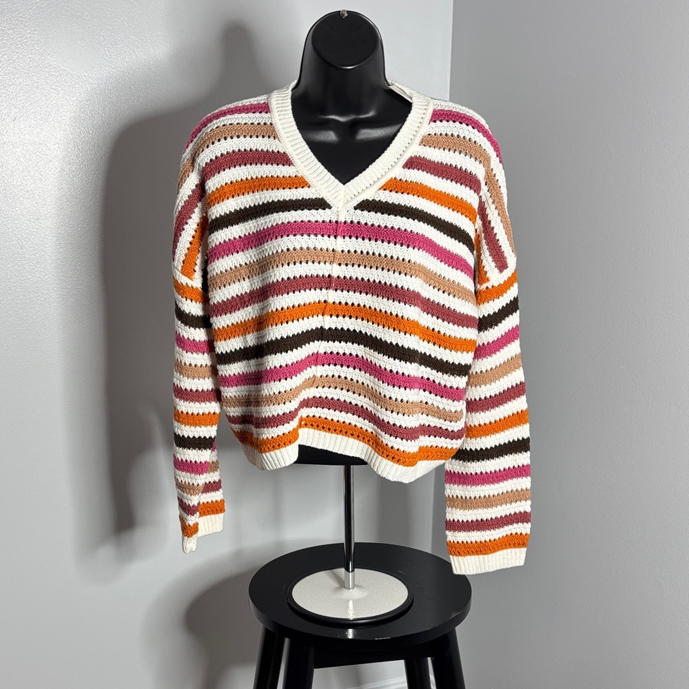 Striped Multicolor V-Neck Sweater